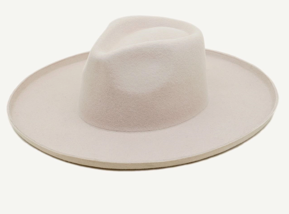 LENNY - 100% Wool Felt Pencil Brim Rancher Hat, Beige