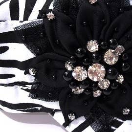 Youth Kids Bejeweled Glitz Flower Cap, Adjustaable: Khaki