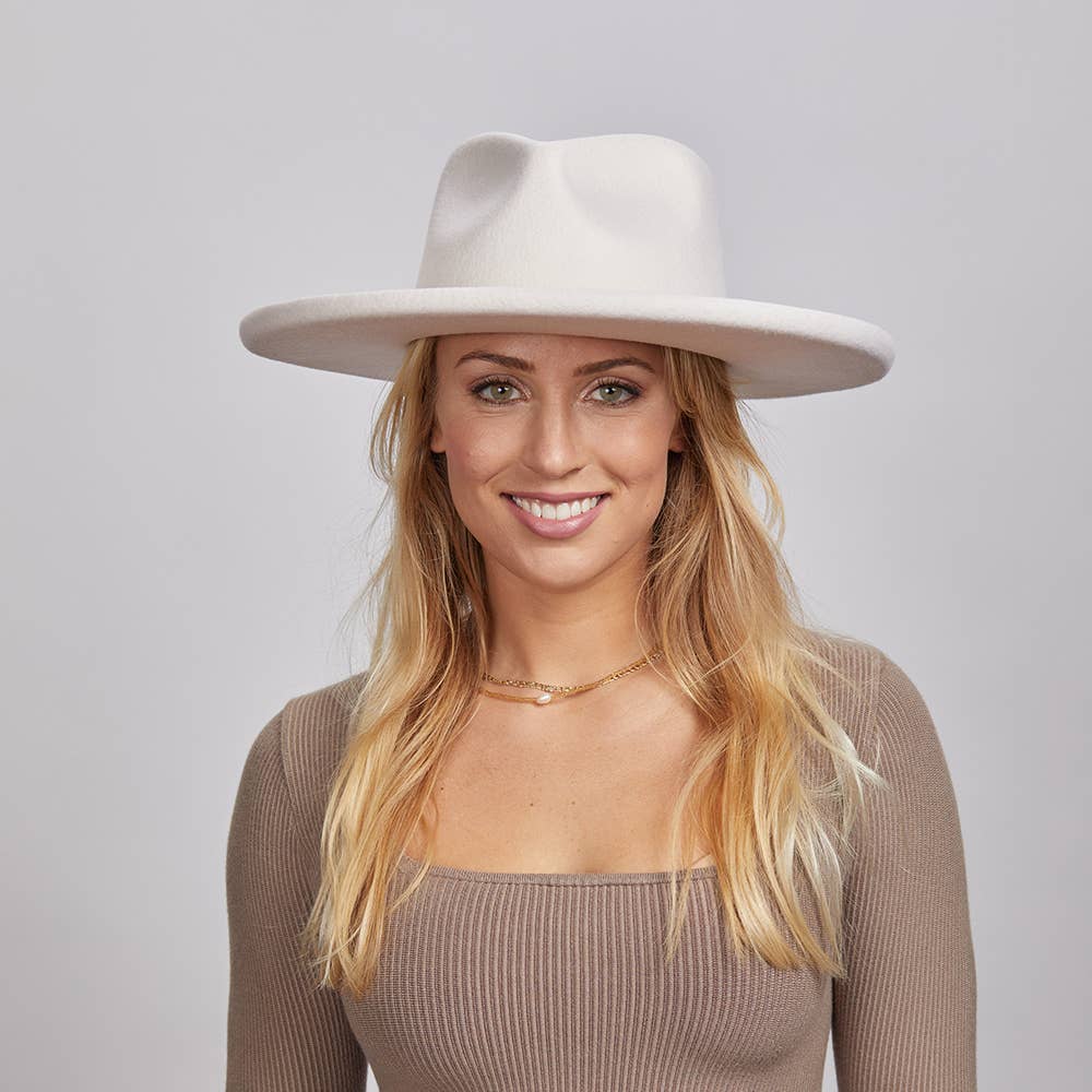 A.H. Pencil Rim Wool Felt Fedora Hat - Style Hudson: White / MD