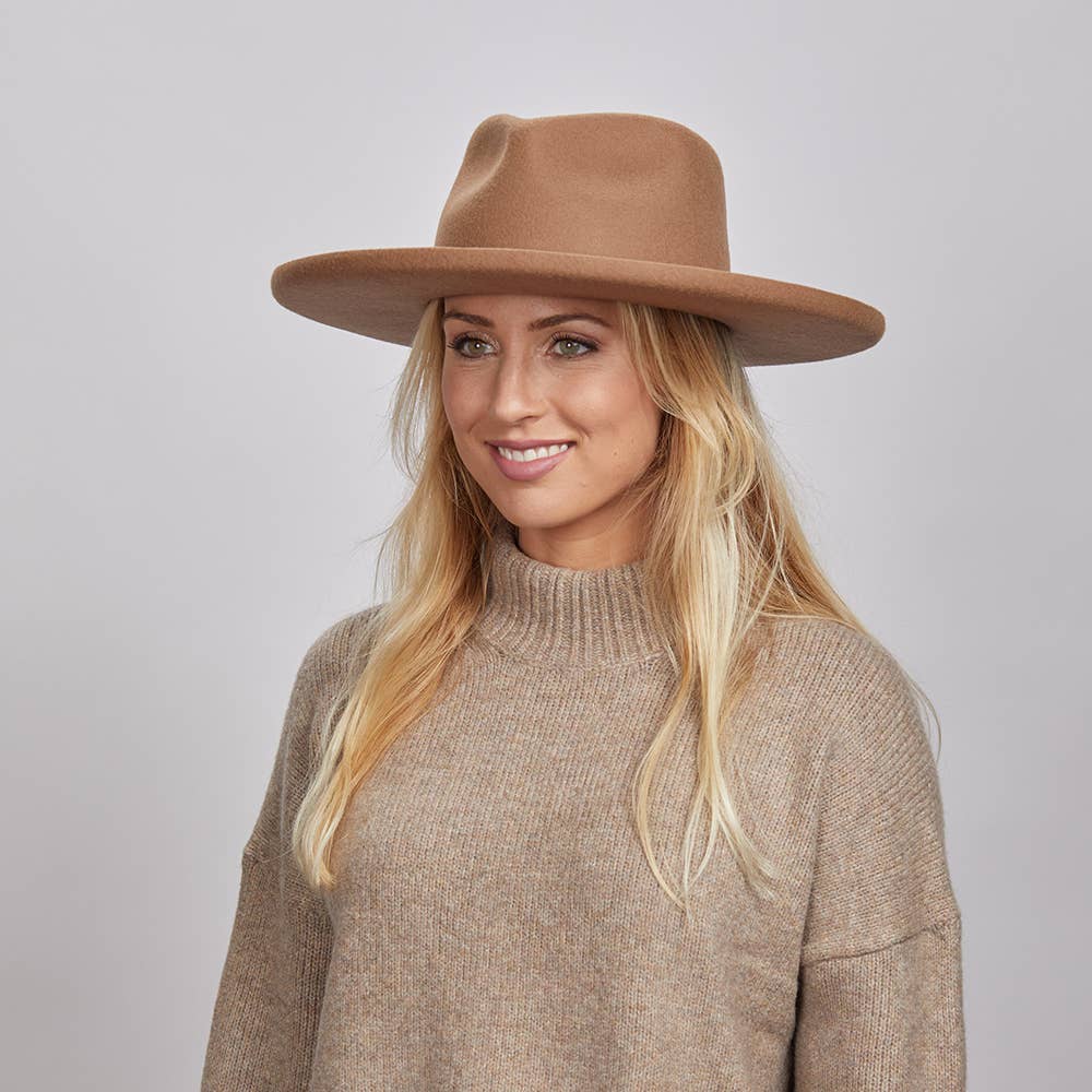 Pencil Rim Wool Felt Fedora Hat - Style Hudson: White / SM