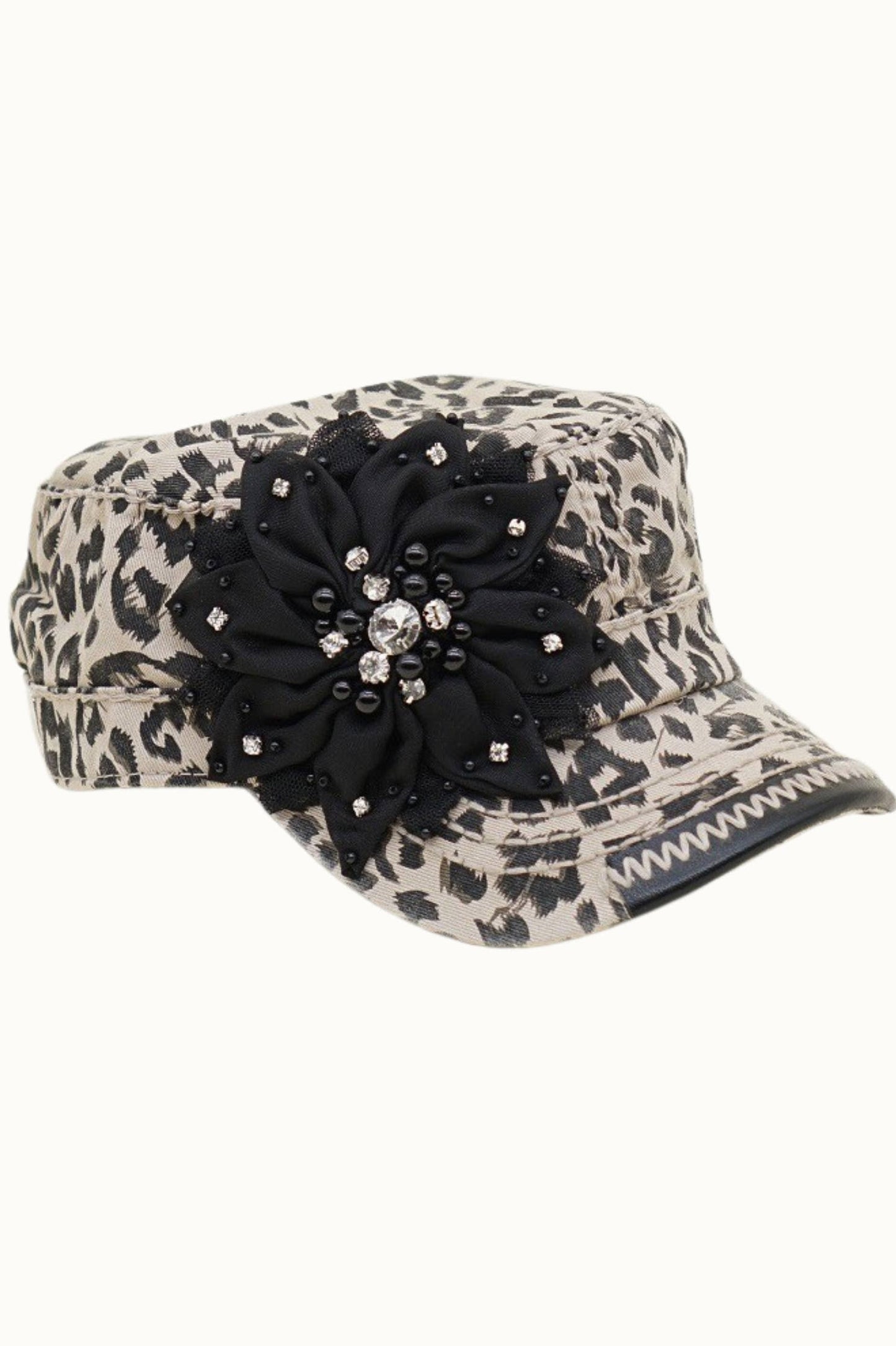 O&P Floral Bejeweled Bling Glitz Cadet, Adjustable : Khaki