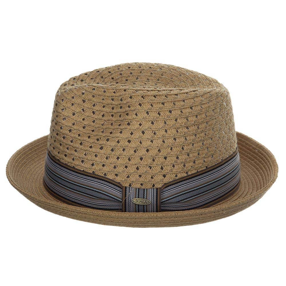 Scala Straw Fedora Hat- Barnaby: Tea / L/XL