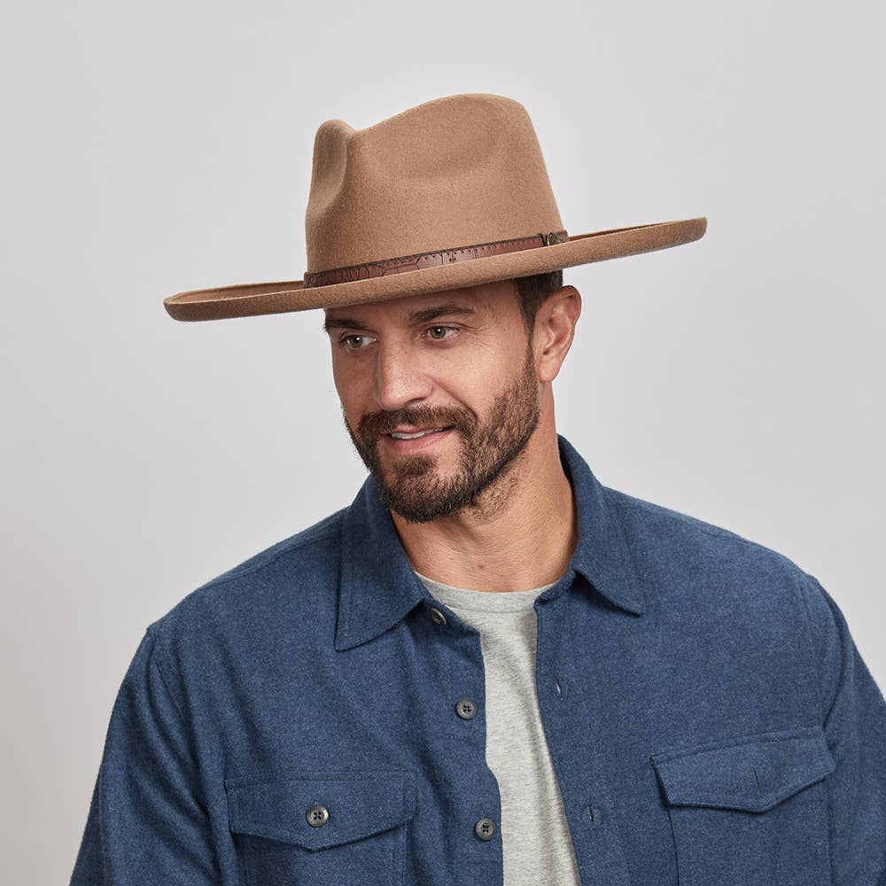 Pencil Rim Wool Felt Fedora Hat - Style Hudson: White / SM