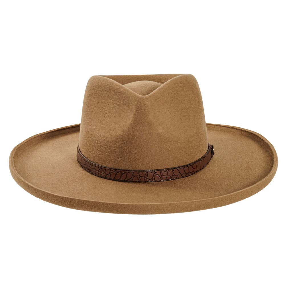 Pencil Rim Wool Felt Fedora Hat - Style Hudson: White / SM