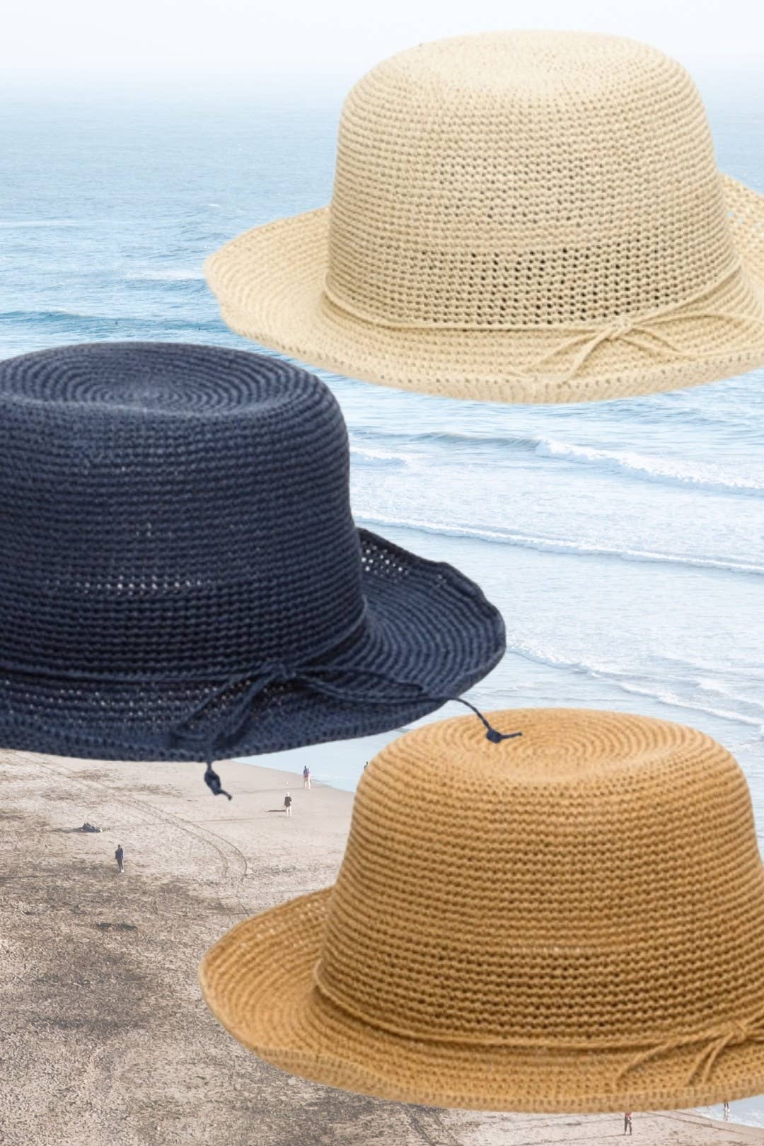 O&P Finely Crocheted Classic Straw Bucket Hat, Packable: Ivory