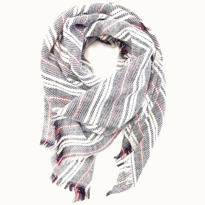 Striped Oversized Blanket Scarf, 57" x 57", Pastel Multi