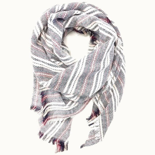 Striped Oversized Blanket Scarf, 57" x 57", Pastel Multi