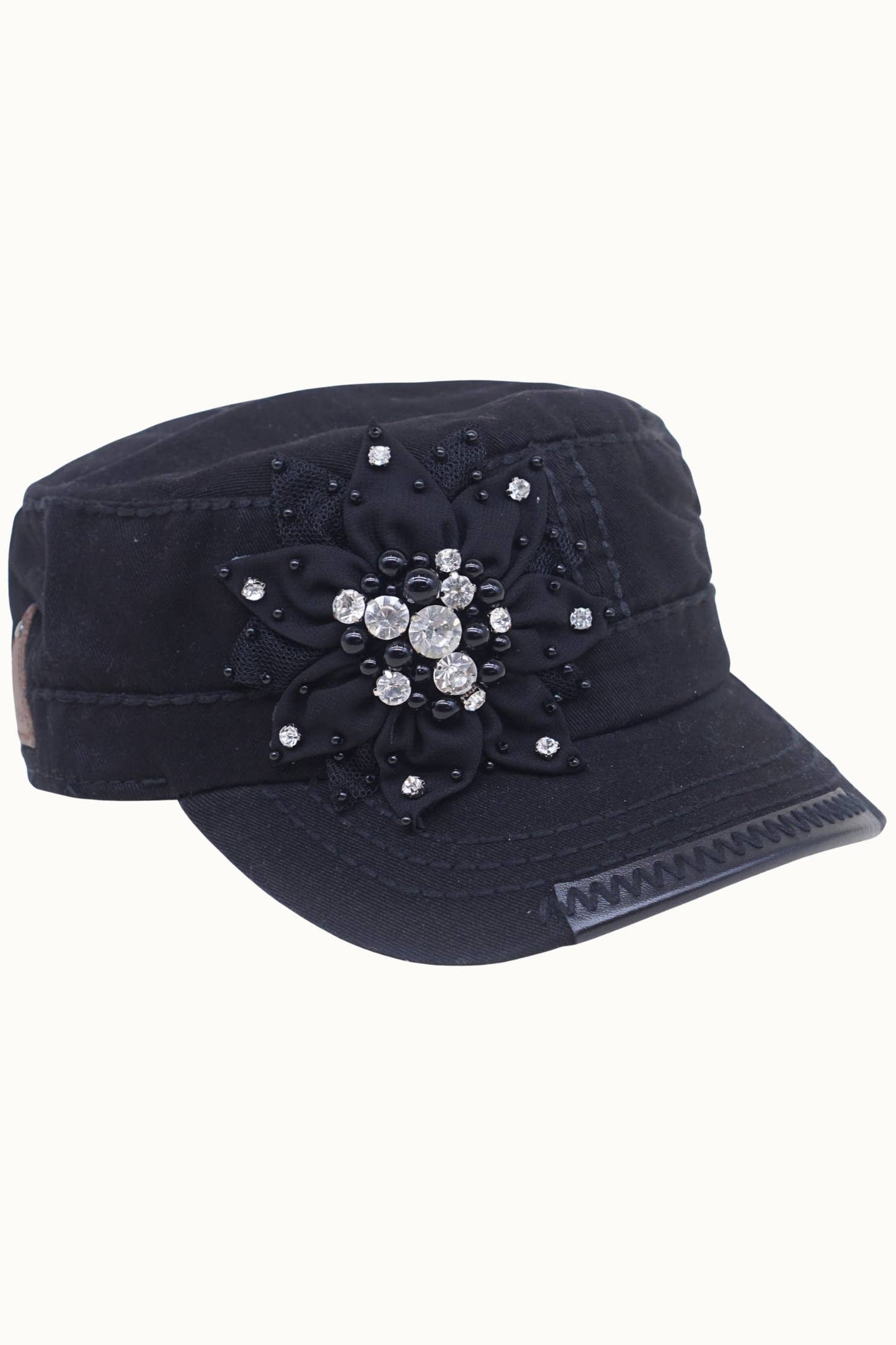 O&P Floral Bejeweled Bling Glitz Cadet, Adjustable : Khaki