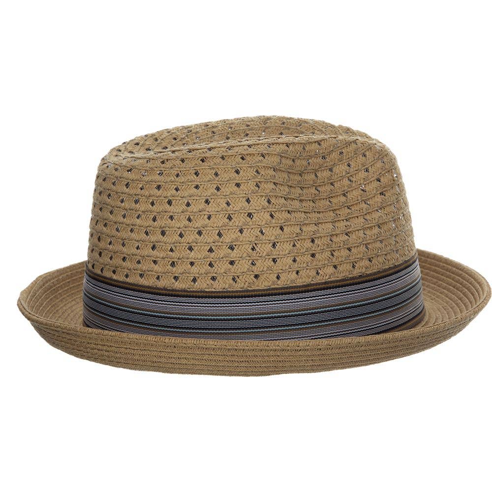 Scala Straw Fedora Hat- Barnaby: Tea / L/XL