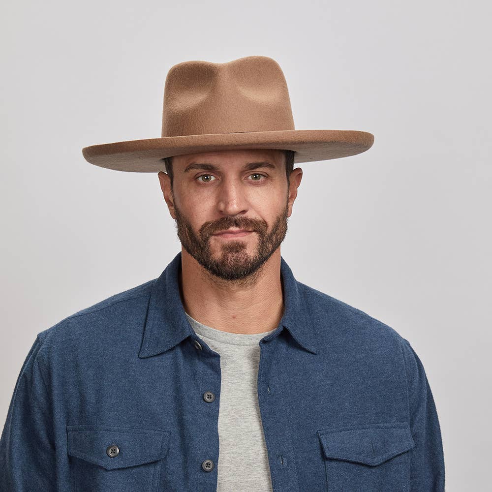 Pencil Rim Wool Felt Fedora Hat - Style Hudson: White / SM