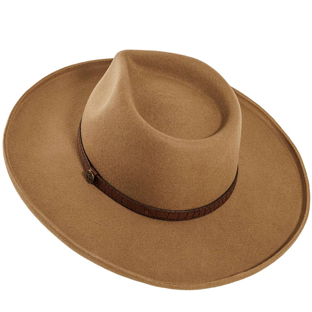 Pencil Rim Wool Felt Fedora Hat - Style Hudson: White / SM