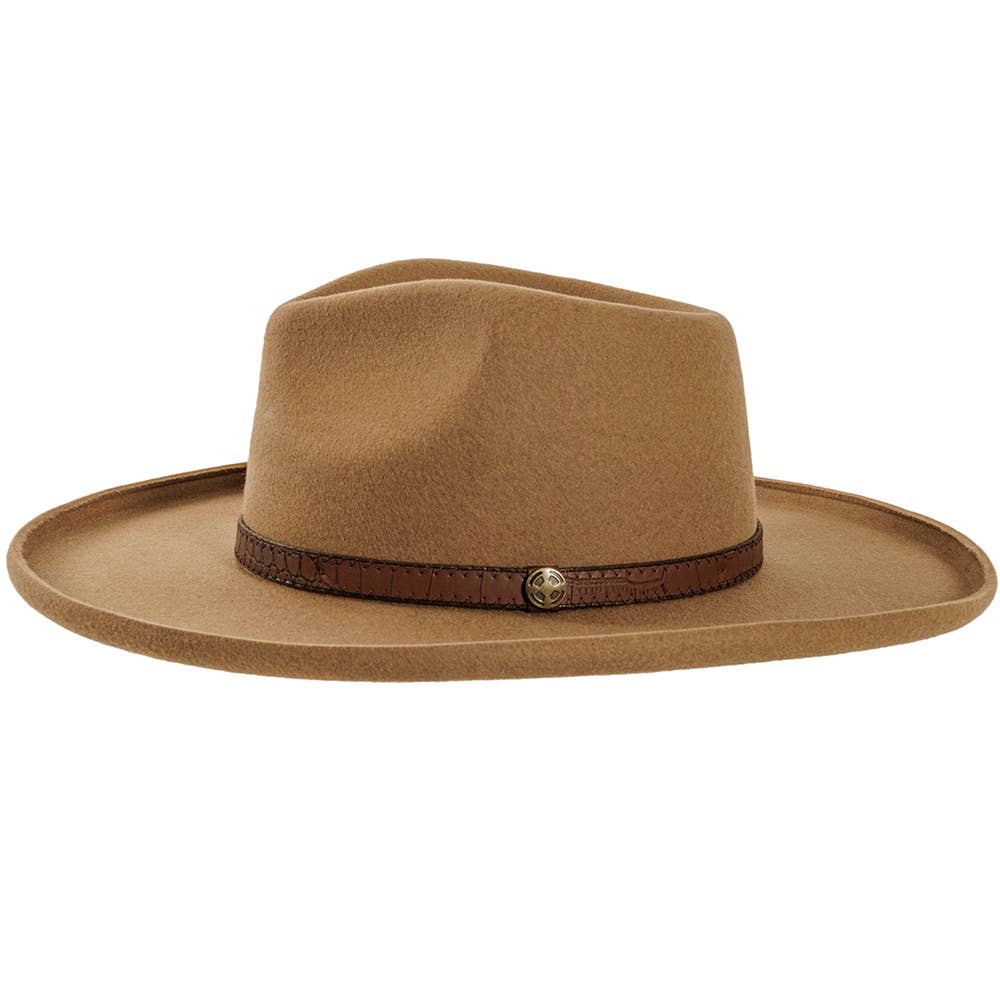 A.H. Pencil Rim Wool Felt Fedora Hat - Style Hudson: White / MD