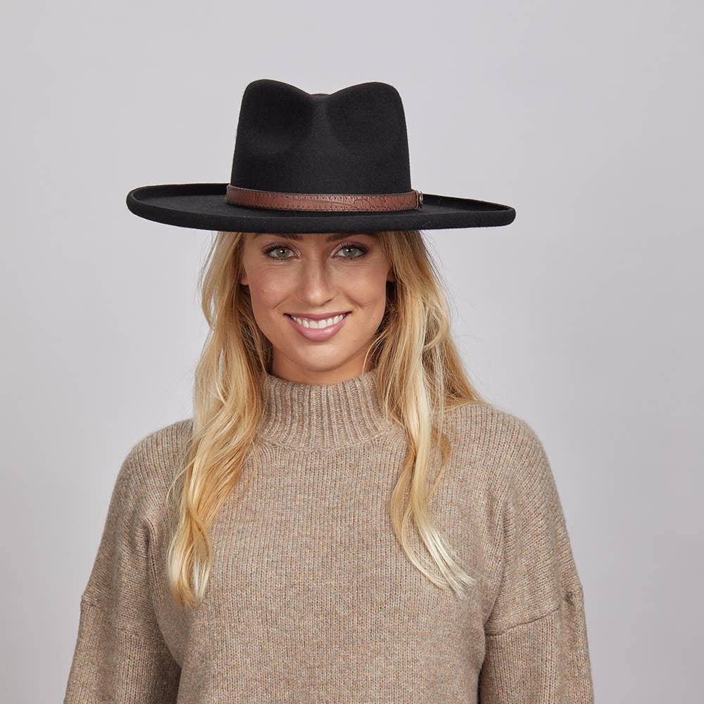 A.H. Pencil Rim Wool Felt Fedora Hat - Style Hudson: White / MD