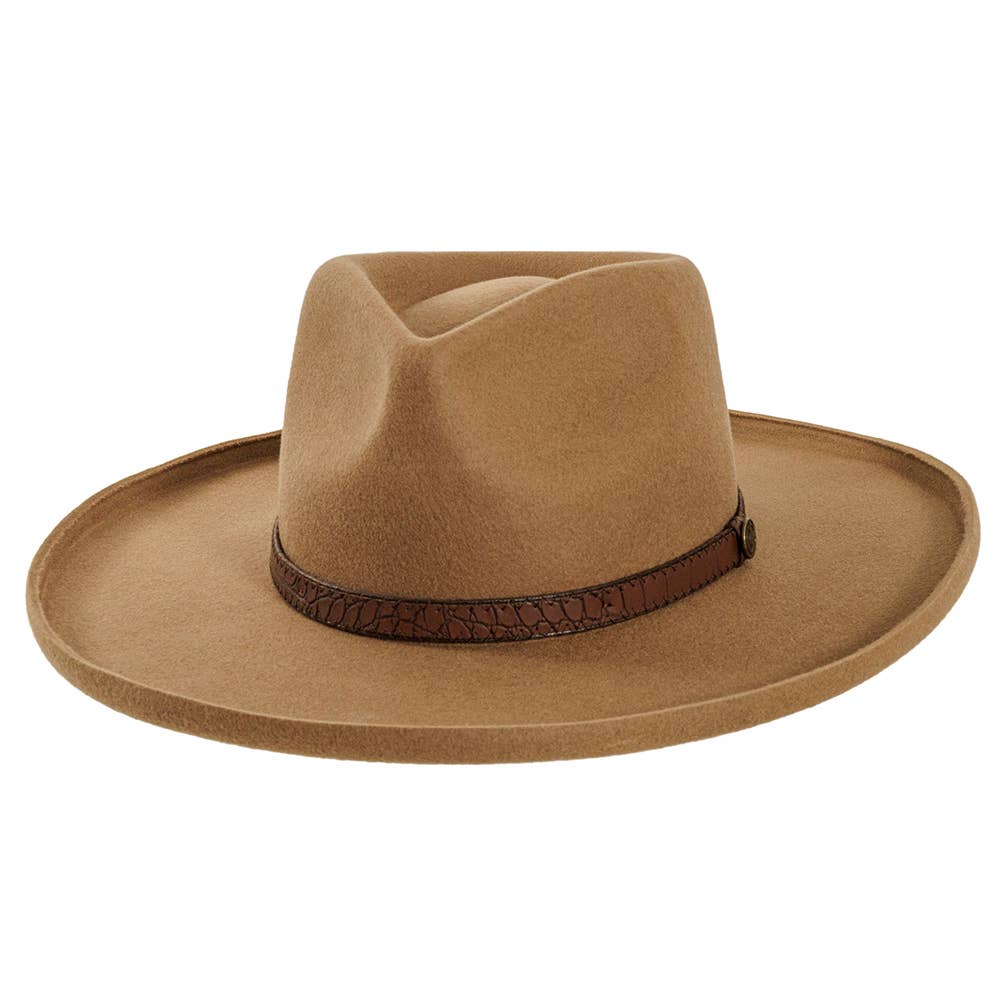 A.H. Pencil Rim Wool Felt Fedora Hat - Style Hudson: White / MD