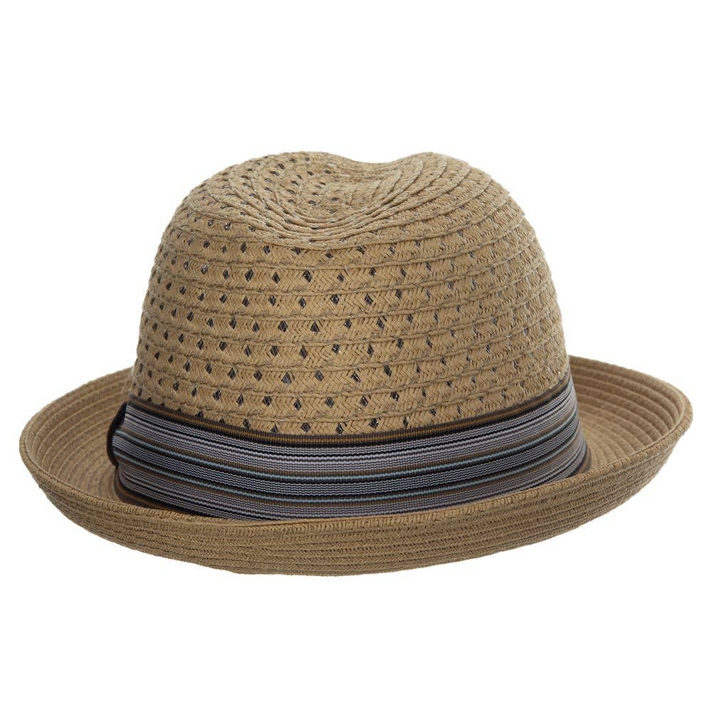 Scala Straw Fedora Hat- Barnaby: Tea / L/XL