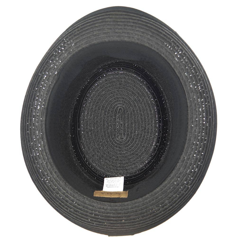 Scala Straw Porkpie Hat- George: Black / S/M