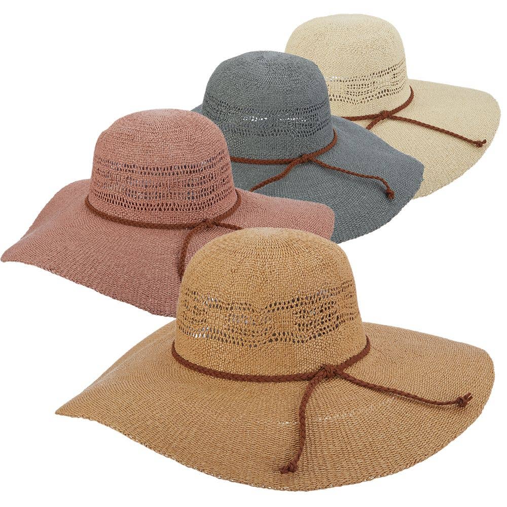 Scala Straw Round Crown Hat- Elenora: Assorted / OS