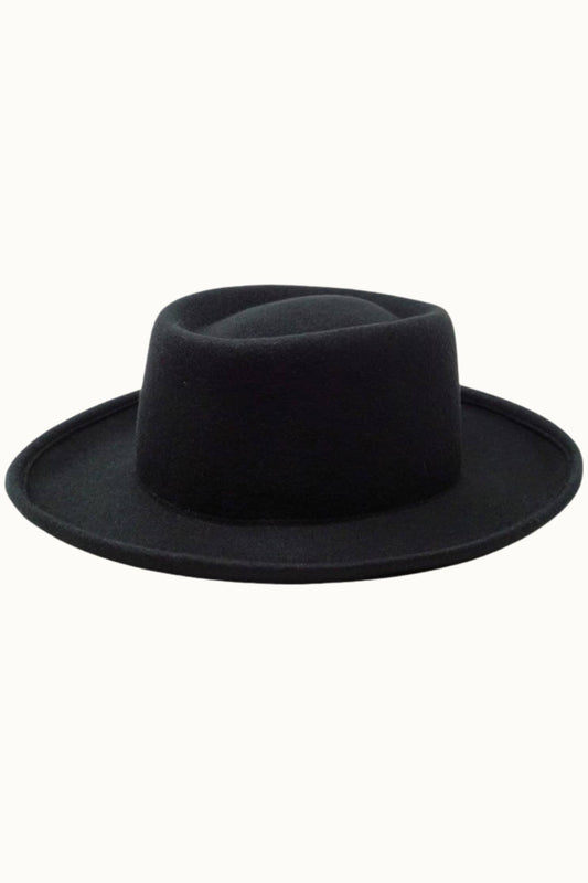 100% Wool Felt Gambler Hat, Unisex, Black, OSFM