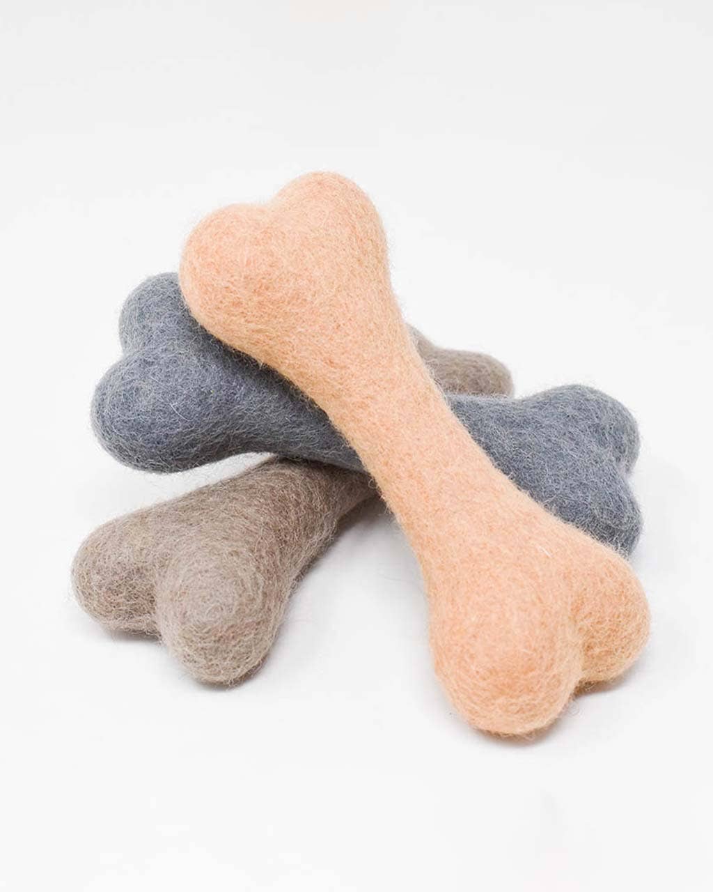 MODERNBEAST: SPRING WOOLBONE Wool Dog Toy: TAUPE / SMALL
